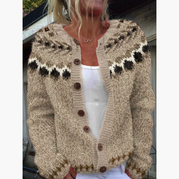 Cardigan Color-blocked Loose-fitting Fashionable Knitwear