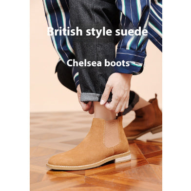 Men's Fashionable Suede Chelsea Boots - Plus Size Slip-On Style