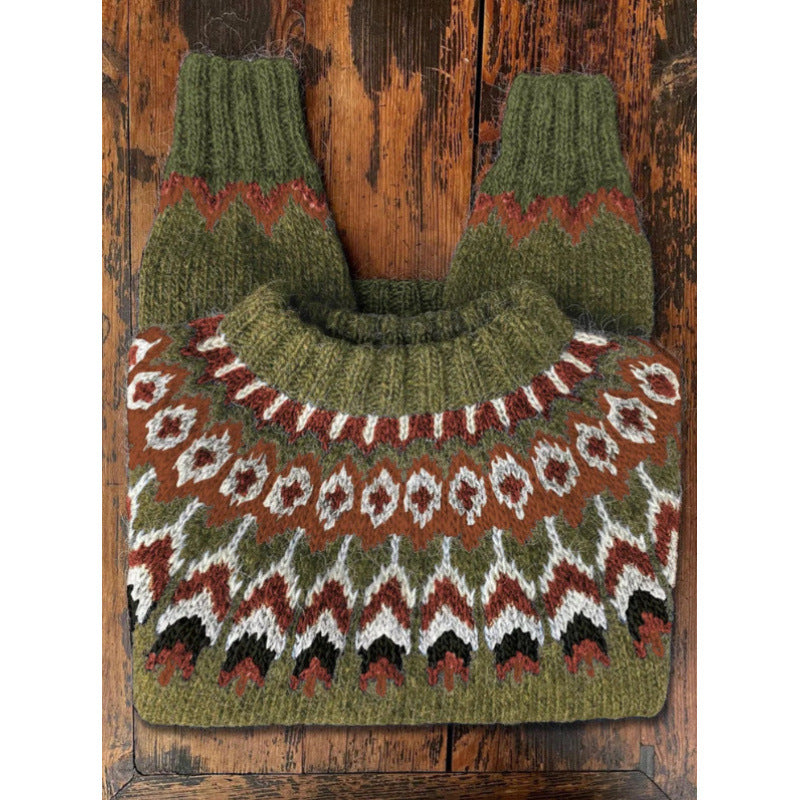 Women's Autumn Winter Casual Loose Slimming Print Sweater