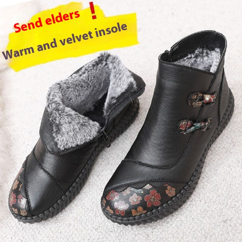 Winter Fleece-Lined Warm Shoes for Middle-Aged and Elderly Moms