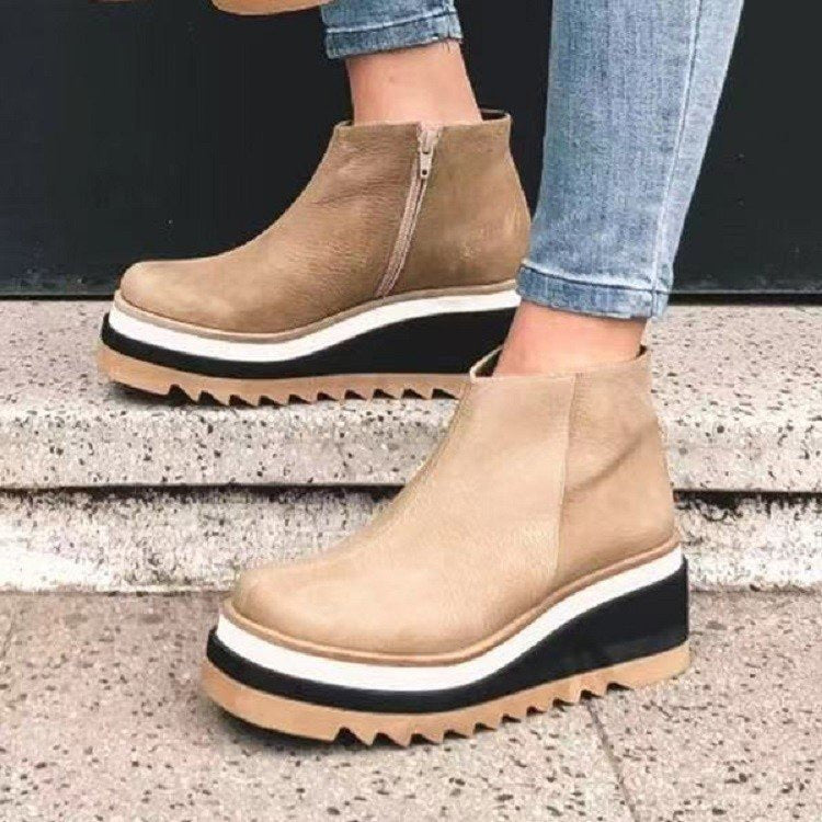 Women's Platform Shoes with Side Zipper