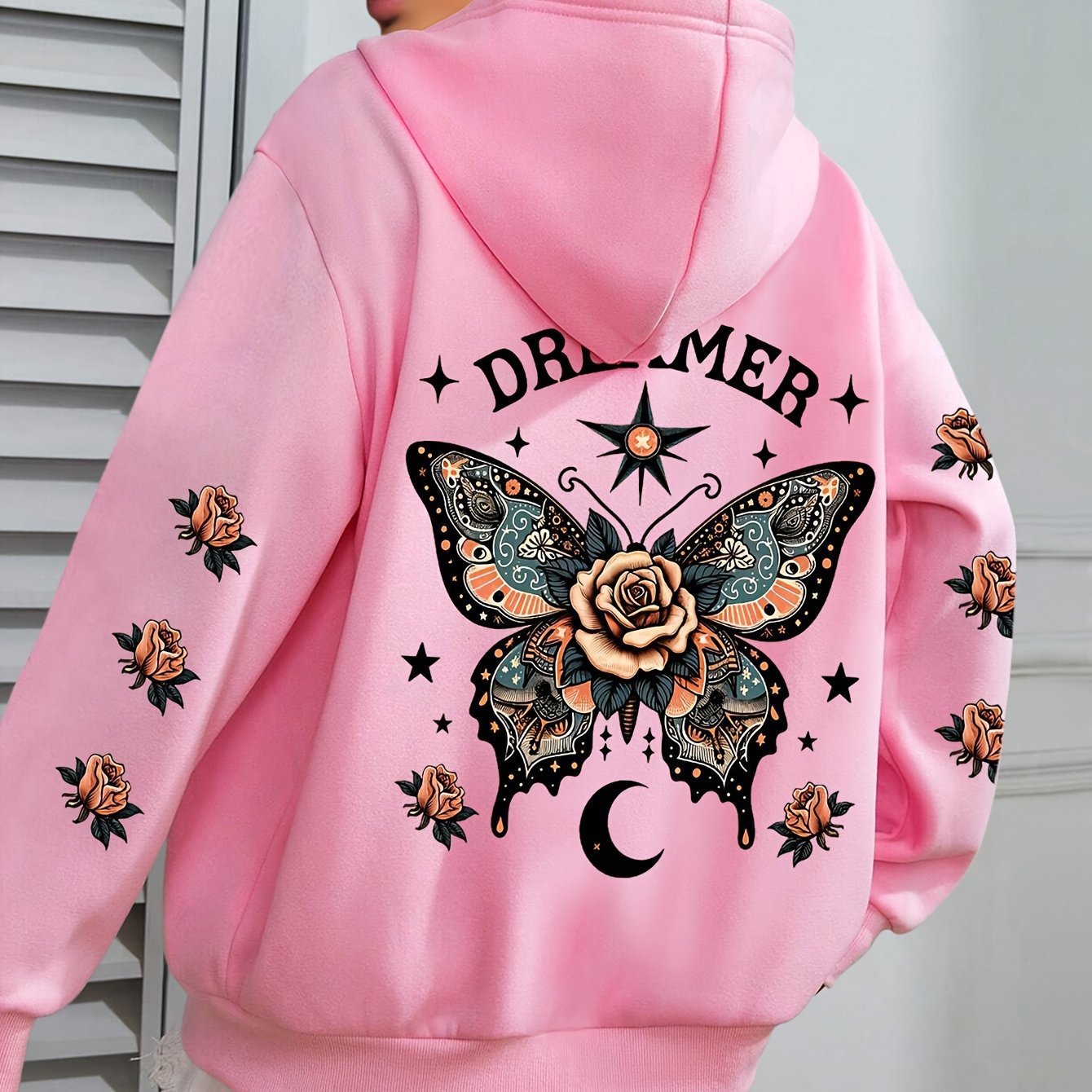 Casual Drawstring Hoodie with Letter Print