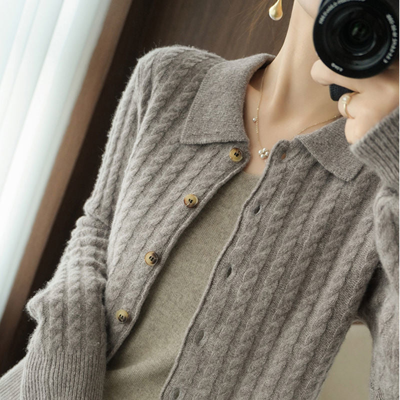 Spring & Autumn Western-Style Lapel Knitted Sweater