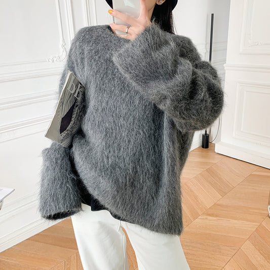 High-End Niche Alpaca Wool Round Neck Sweater