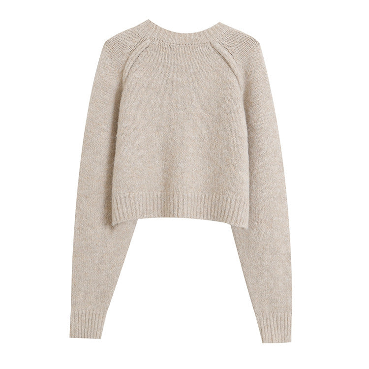 French Style Simple and Elegant Leisure Round Neck Sweater