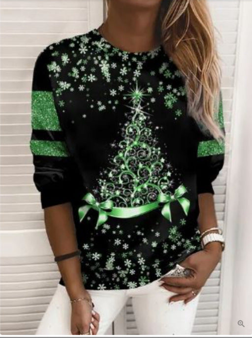 Snowflake Printed Pullover Sweater for Women