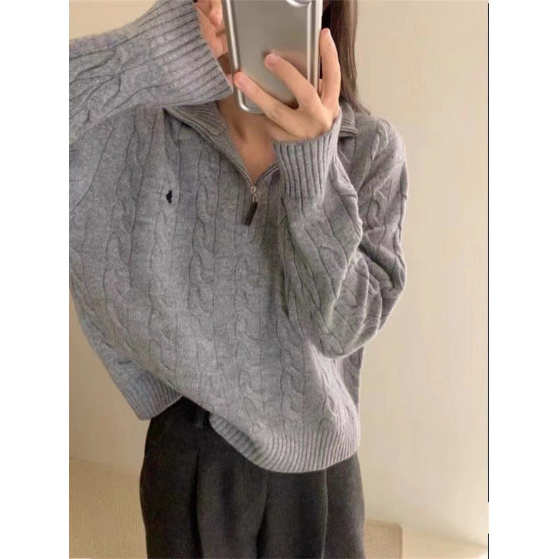 Twist Pattern Solid Color Long Sleeve Knitted Top - Soft and Stylish All-Match Sweater