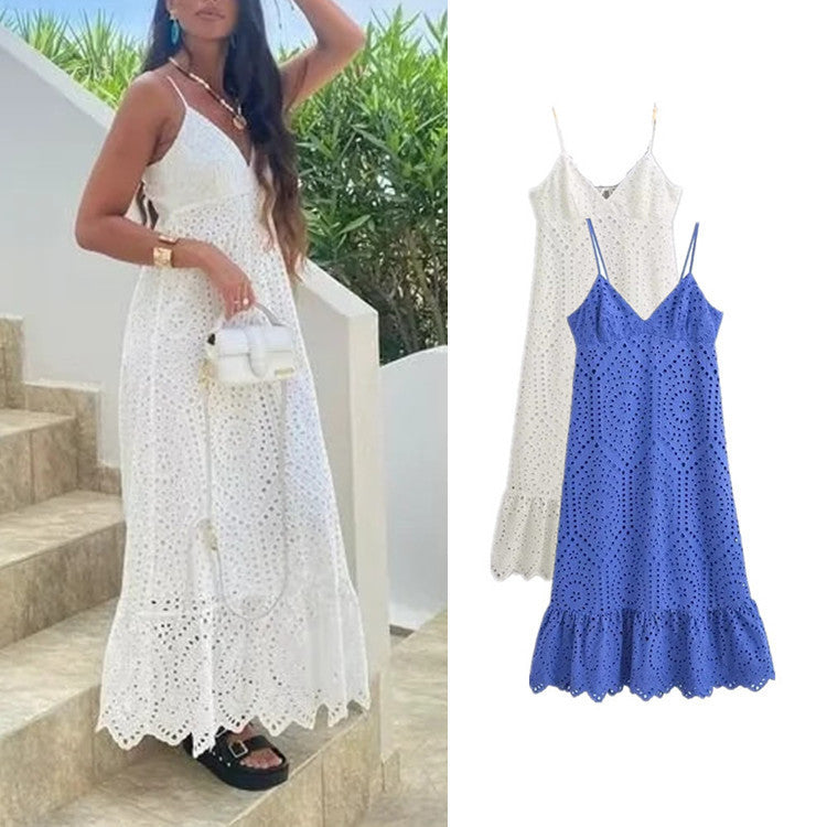 Women's All-Matching Hollow Embroidered Dress