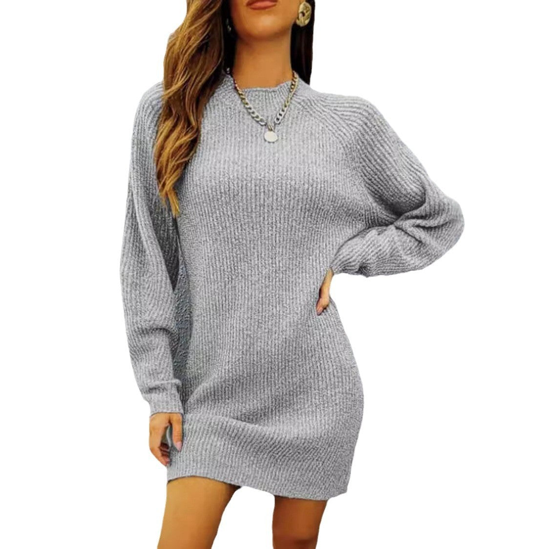 Solid Color Loose-Fit Long Sleeve Pullover Coat Sweater