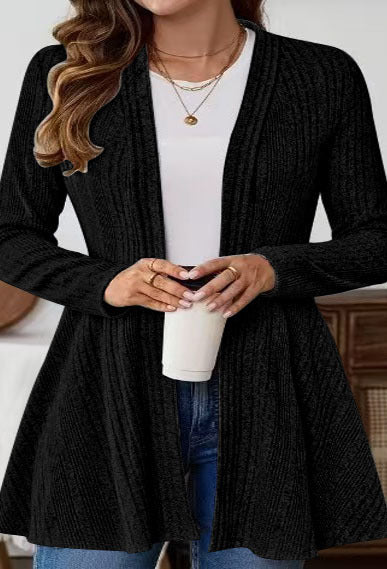 Simple Mid-Length Cardigan Coat with Long Sleeves