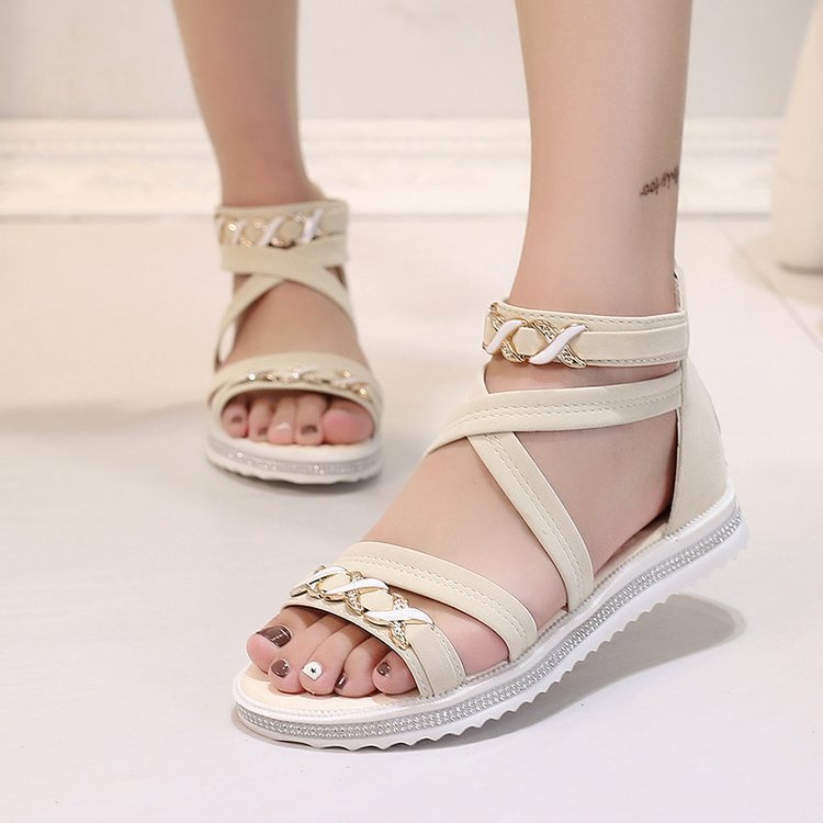 Women's Round Toe Thick Bottom Sandals with Bag Heel Design