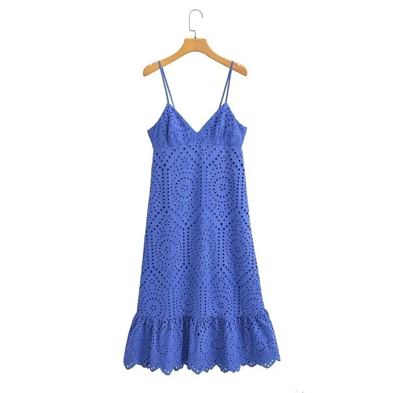 Women's All-Matching Hollow Embroidered Dress