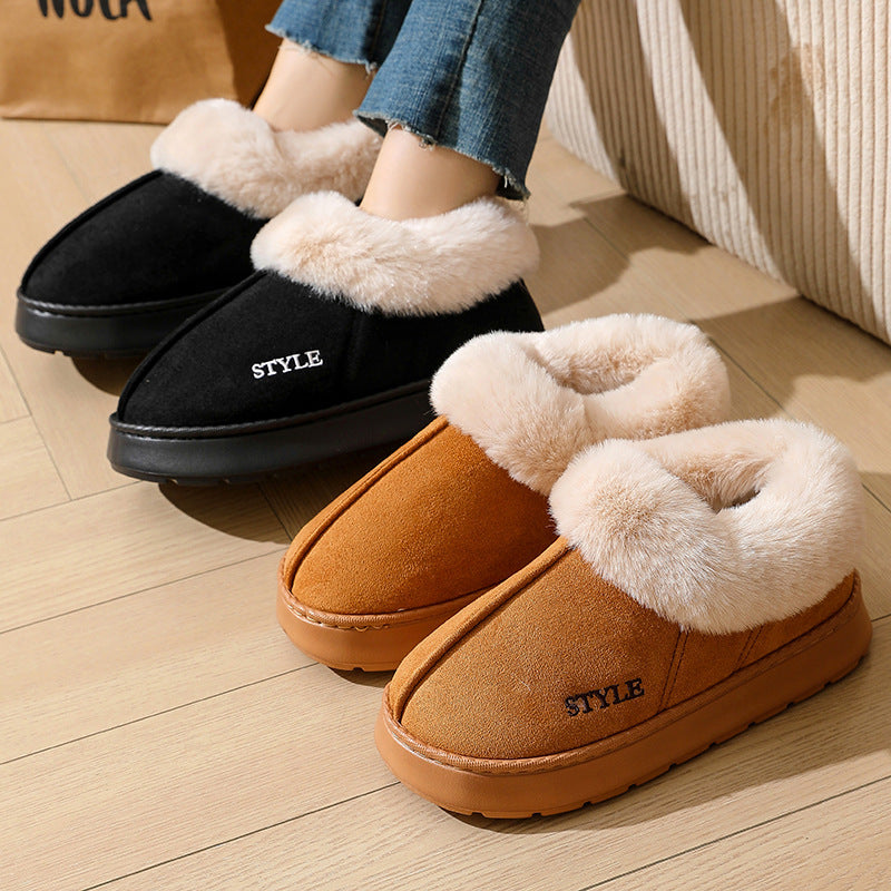 New Suede Cotton Warm Non-Slip Snow Boots Slippers