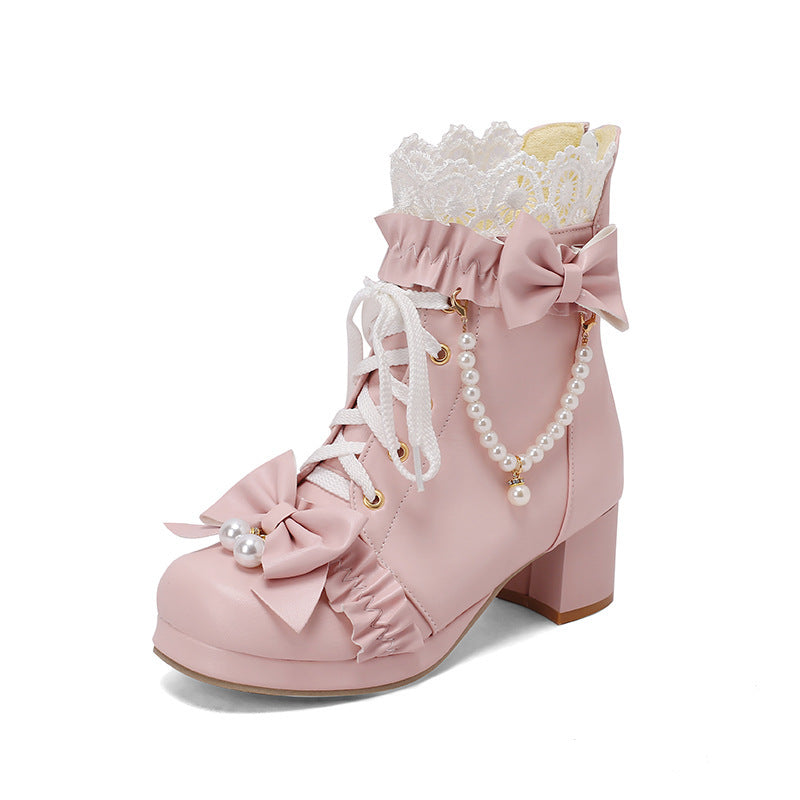 Women's Sweet Bow and Beaded Boots