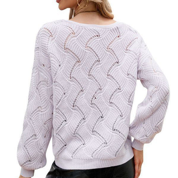 Women's Long-Sleeved Solid Color Loose Pullover Sweater