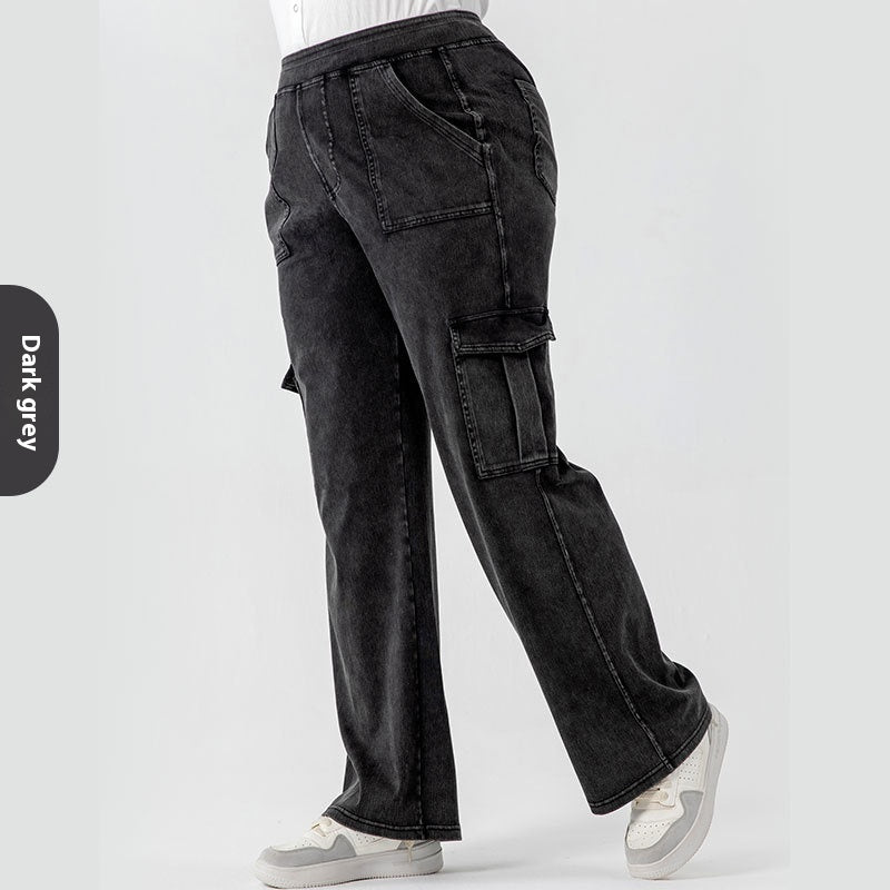 High-Waist Stretch Sports Casual Pants with Double Pockets