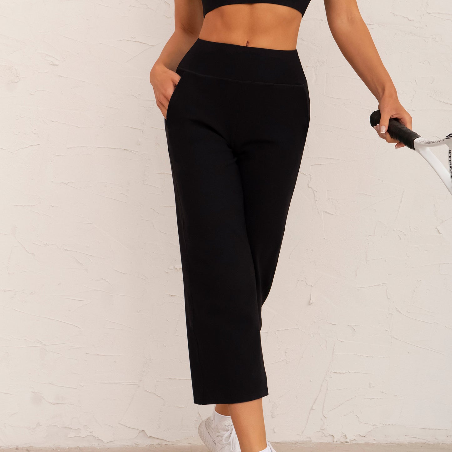 High-Waist Yoga Wide-Leg Pants – Straight Casual Trousers