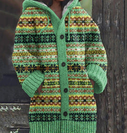 Retro Hooded Knitted Coat for a Lazy, Cozy Style