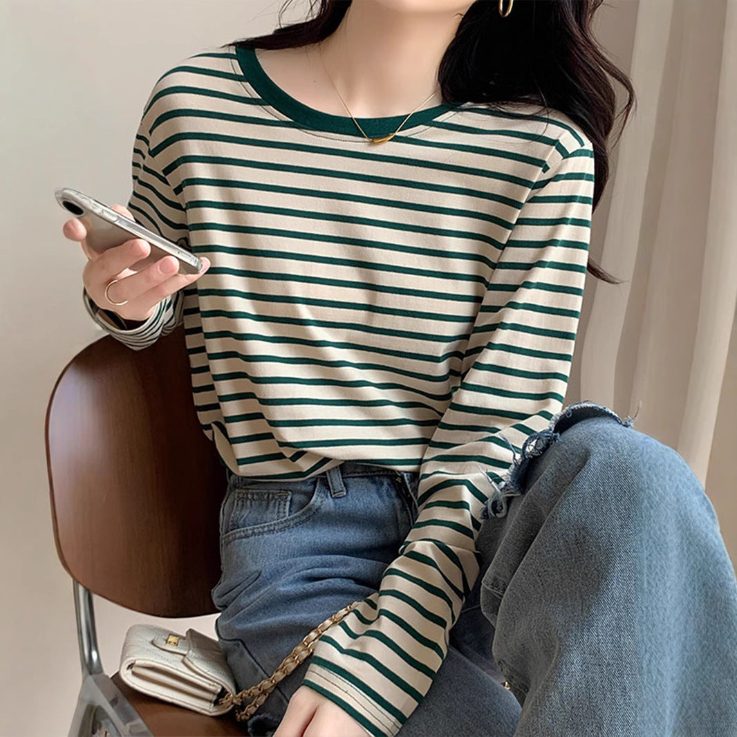 Western Style Long Sleeve Bottoming Shirt – Slimming Early Autumn Top