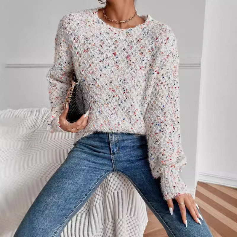 Autumn & Winter Round Neck Long Sleeve Knitted Pullover Top