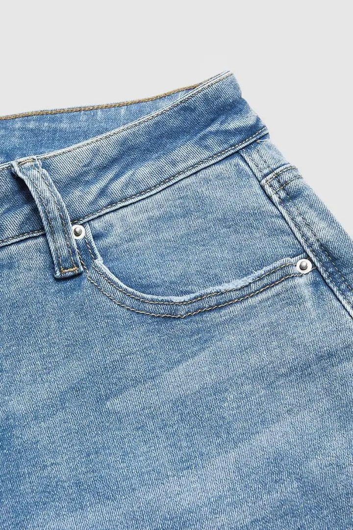 Low-Rise Cropped Boyfriend Jeans For Women, With A Distressed Raw Hem, Casual Light Wash Pants