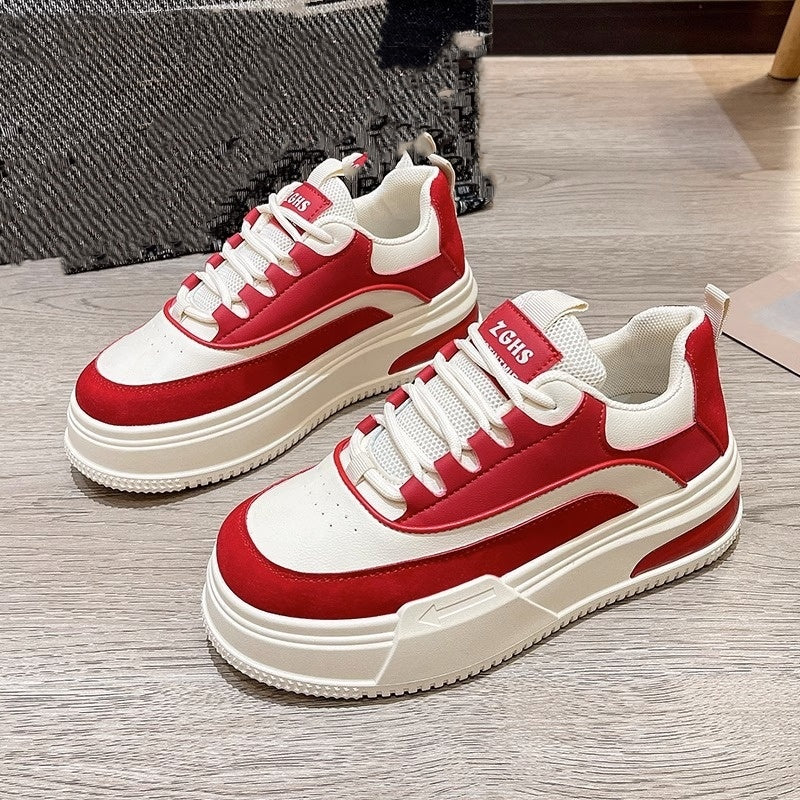 Sports-Inspired Fashion Sneakers with Thick White Platform Sole