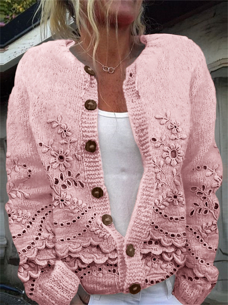 Women's 3D Digital Printed Knitted Cardigan Coat