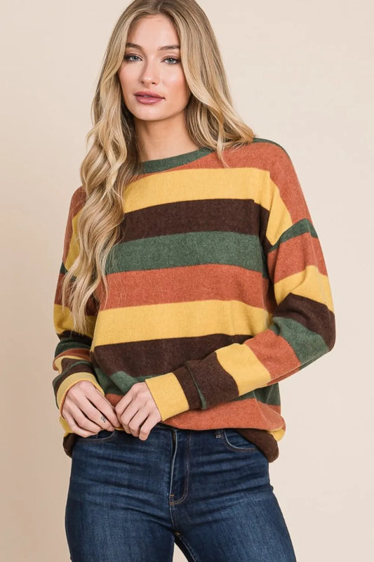 Multi-Color Striped Knit Top for Women