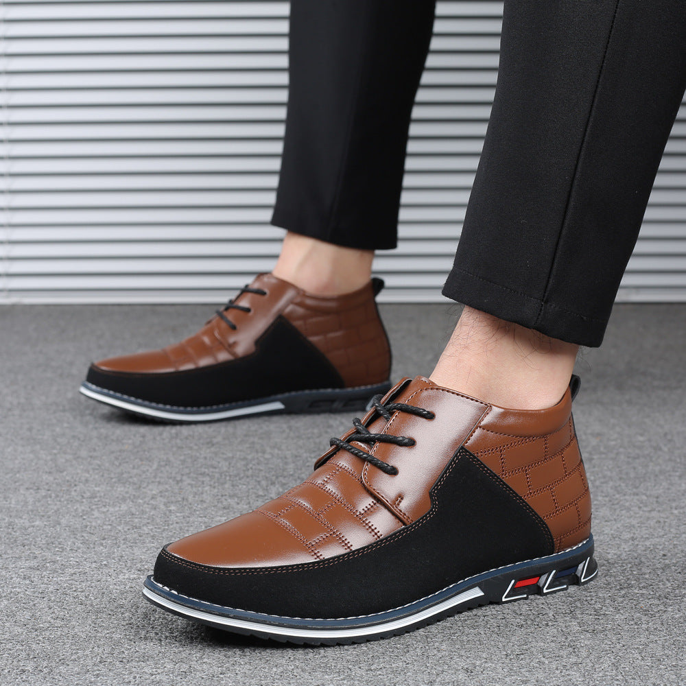 Zhongbang Men's Casual Leather Shoes With Front Lace