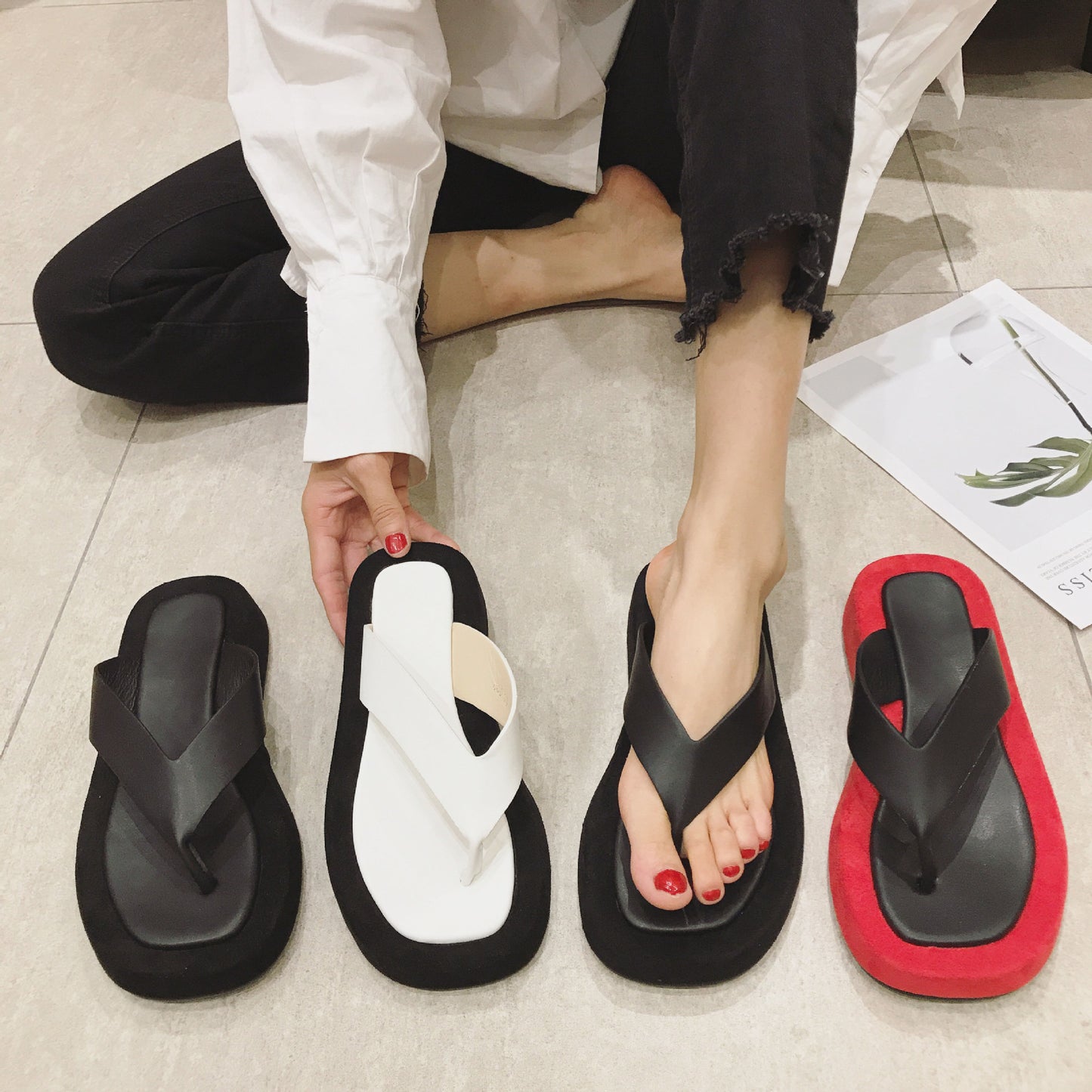 New Summer Cool Slippers for Women – Clip Toe Design with Thick Sole