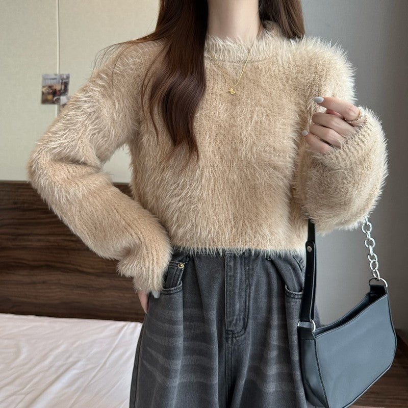 Women's Loose-Fit Mink-Like Wool Knitted Top