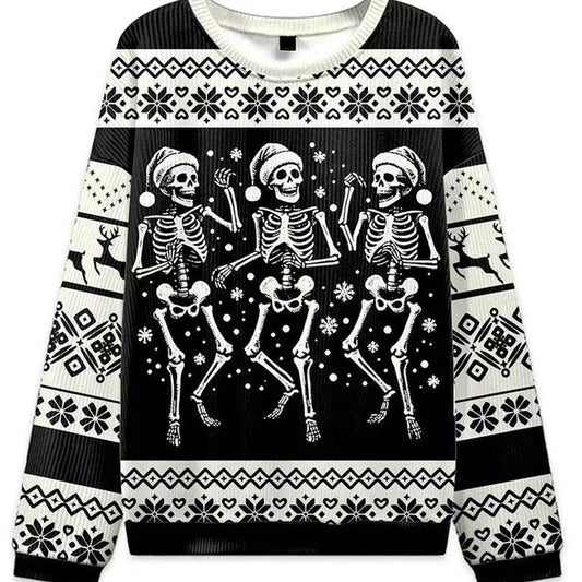 Christmas Cat Hat Snowflake Print Women's Round Neck Sweatshirt