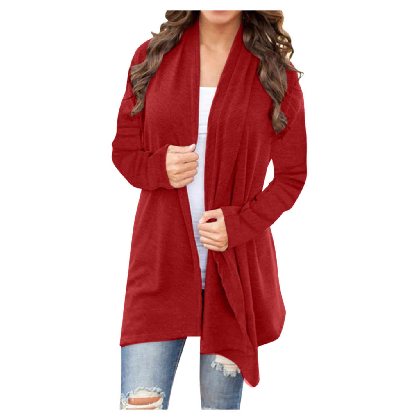 New Solid Color Long-Sleeve Cardigan Jacket – Long Style