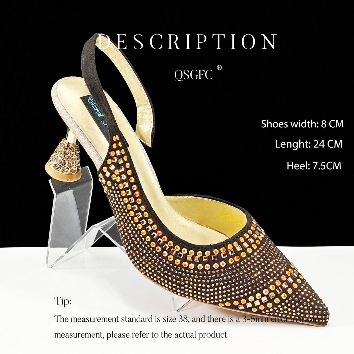 Fashionable Simple Pointed-Toe Striped High Heels with Hot Drilling Design – Low-Cut Style for Women