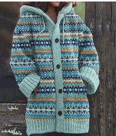 Retro Hooded Knitted Coat for a Lazy, Cozy Style