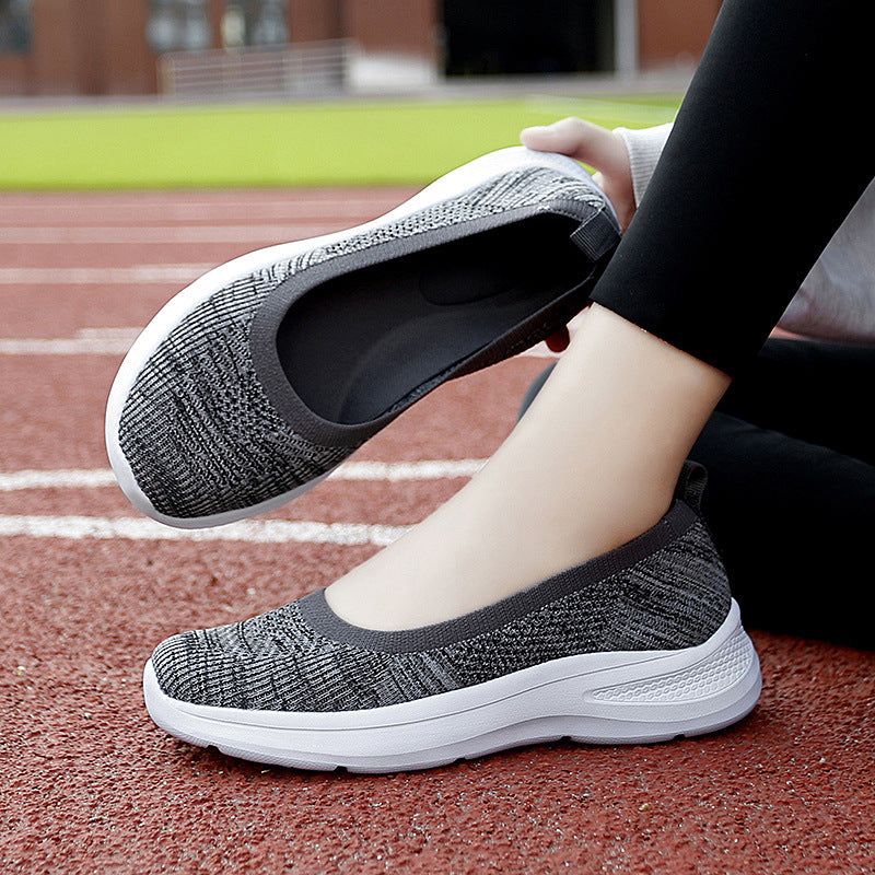 Women's Breathable Slip-On Cloth Shoes for Middle-Aged and Elderly, Flat Style