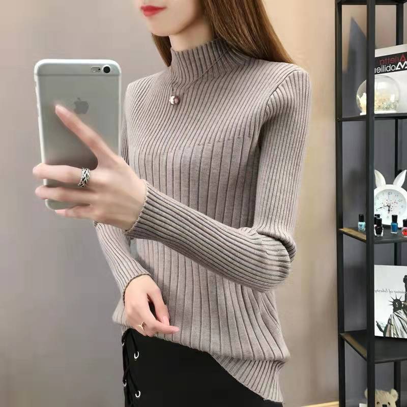 Slimming Half-Turtleneck Knitted Sweater