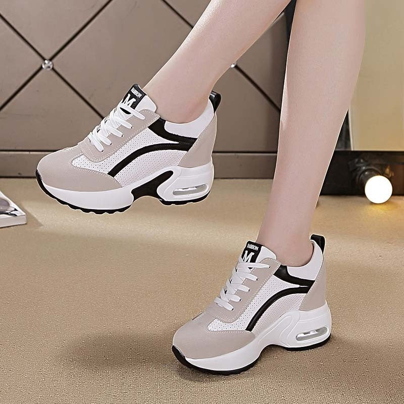 Women's Platform Wedge Lace-up Casual Low-Top Sneakers