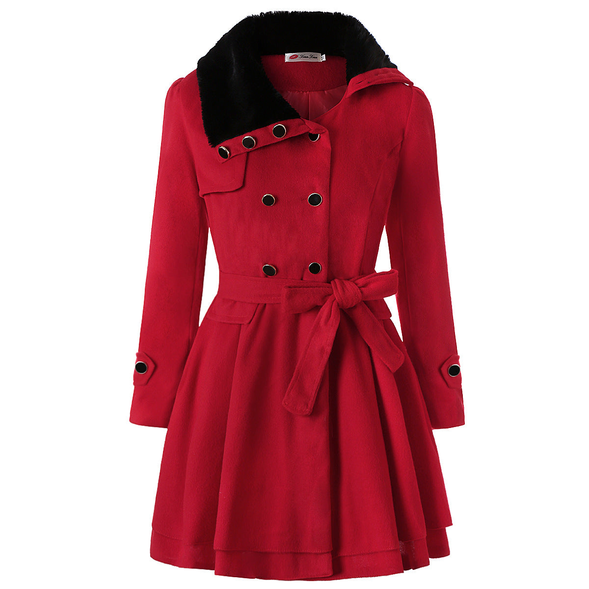 Women's Slim-Fit Mid-Length Double-Breasted Padded Wool Coat