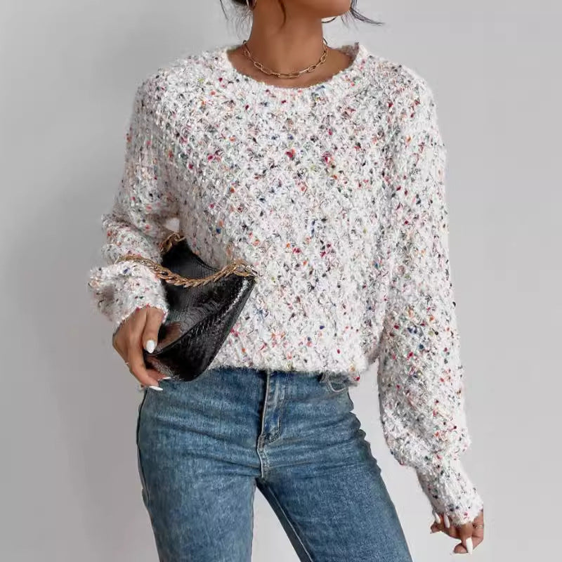 Autumn & Winter Round Neck Long Sleeve Knitted Pullover Top