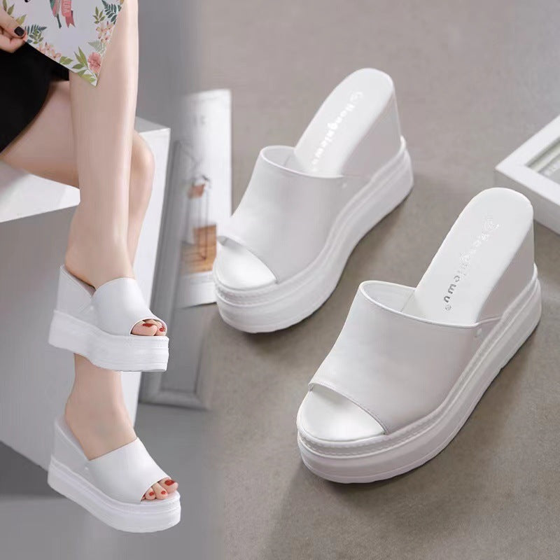 Women's Sandals Height Increasing Insole Platform White Platform Peep Toe Shoes