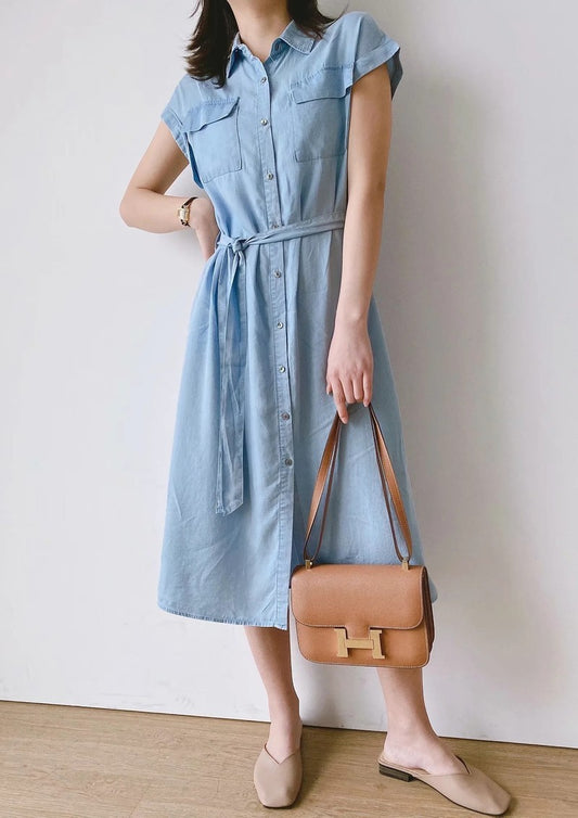 Solid color shirt dress