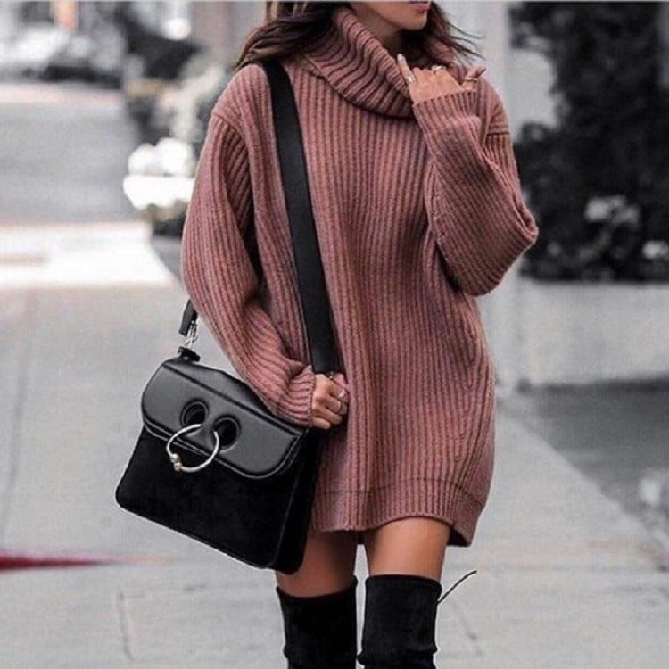 Fashionable Women's Knitted Sweater Dress