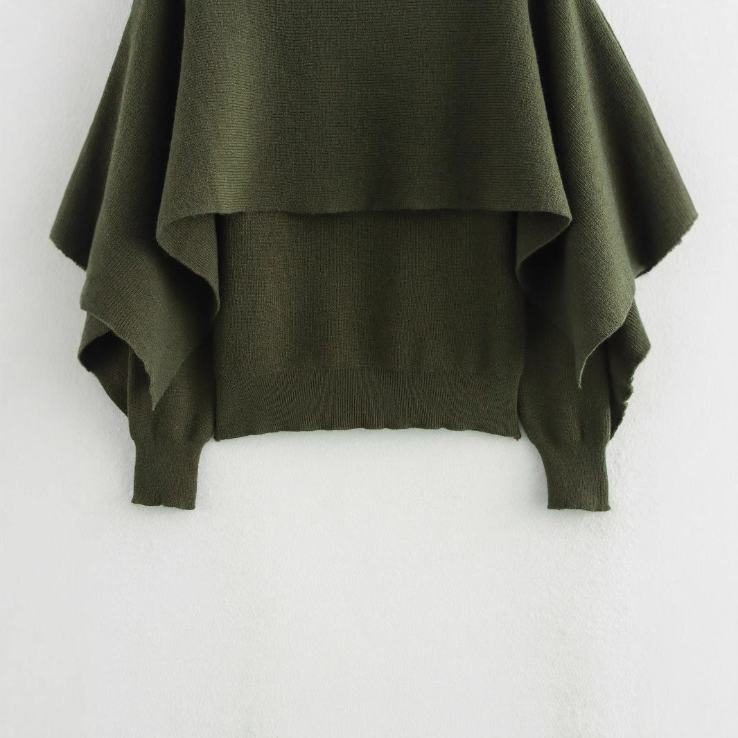 Women's Pullover Cape Knit Sweater Top