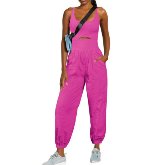 Women's Fashion Sports Yoga Jumpsuit – Hollow Cross Back, Comfortable Fit, and Outdoor Activewear