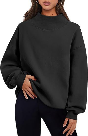 Casual Fleece Shirt with Thick Half Turtleneck, Loose Women's Sweater