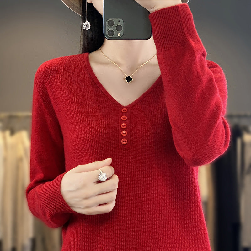 Women's Long Sleeve Sweater Top with Tie Detail