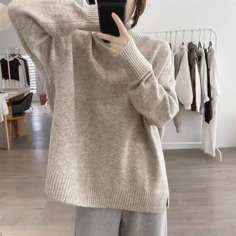 Solid Color Oversized Turtleneck Chunky Knit Sweater