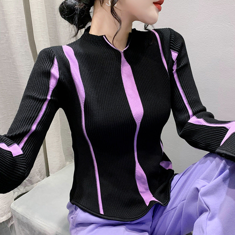 Women's Striped Purple Sweater