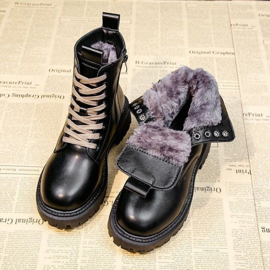 Thick-Soled Low-Top Single-Layer Skinny Boots for Small Sizes